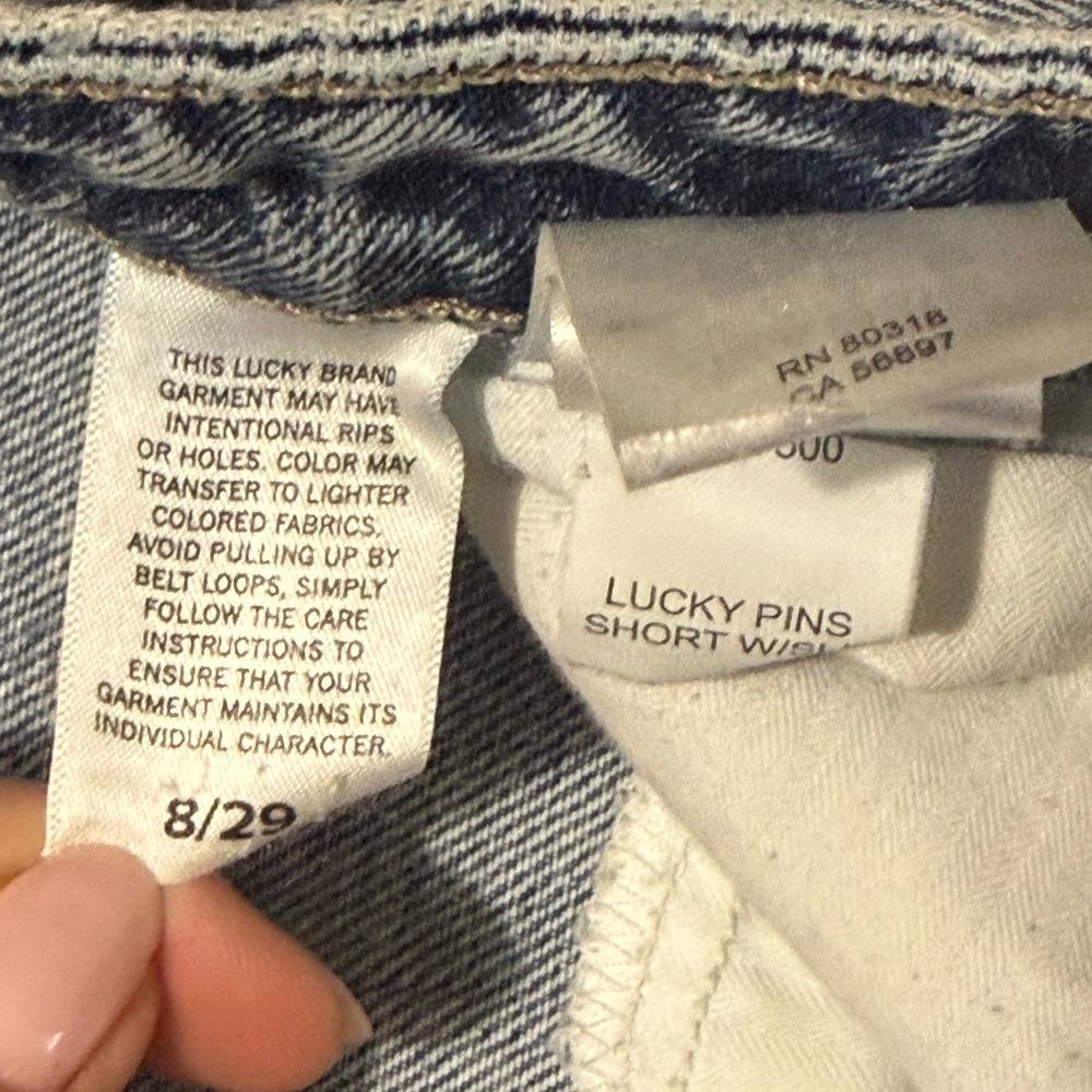 Lucky Brand Denim Shorts Womens 8/29 Blue Excellent Distressed High Rise Cut Off - Picture 10 of 10